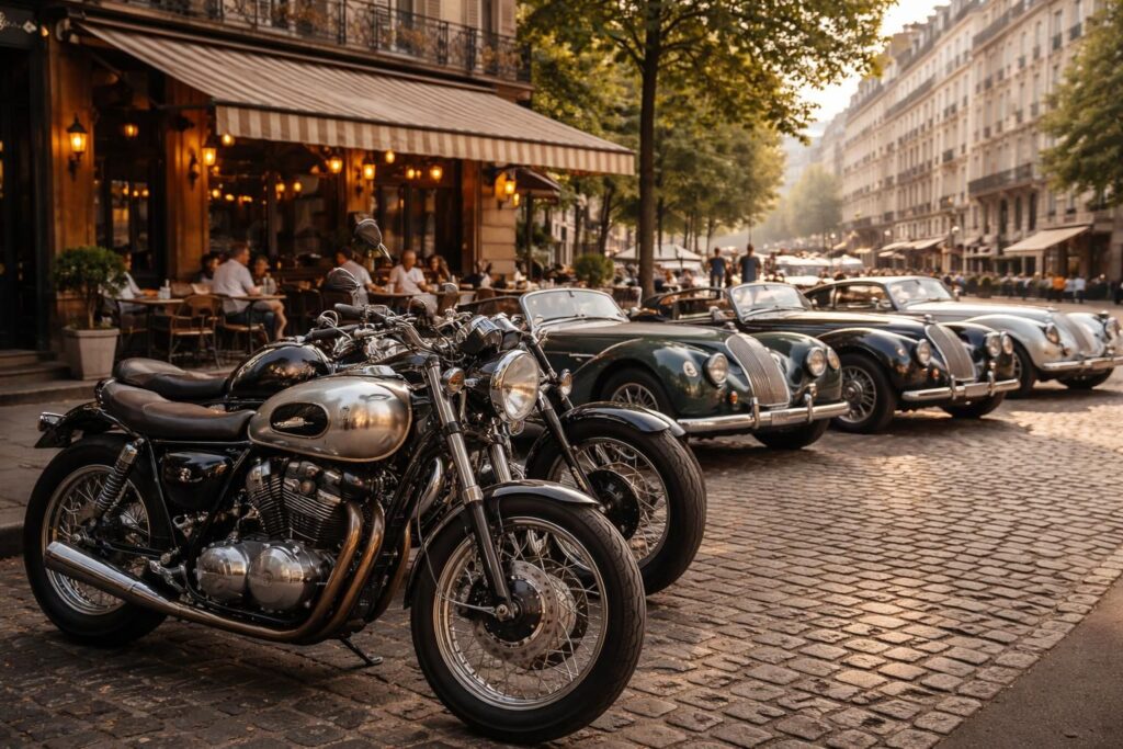 découvrez notre café racer vintage à paris, un lieu unique où motos et voitures classiques morgan et triumph restaurées vous plongent dans l'univers authentique du rétro et de la passion mécanique.
